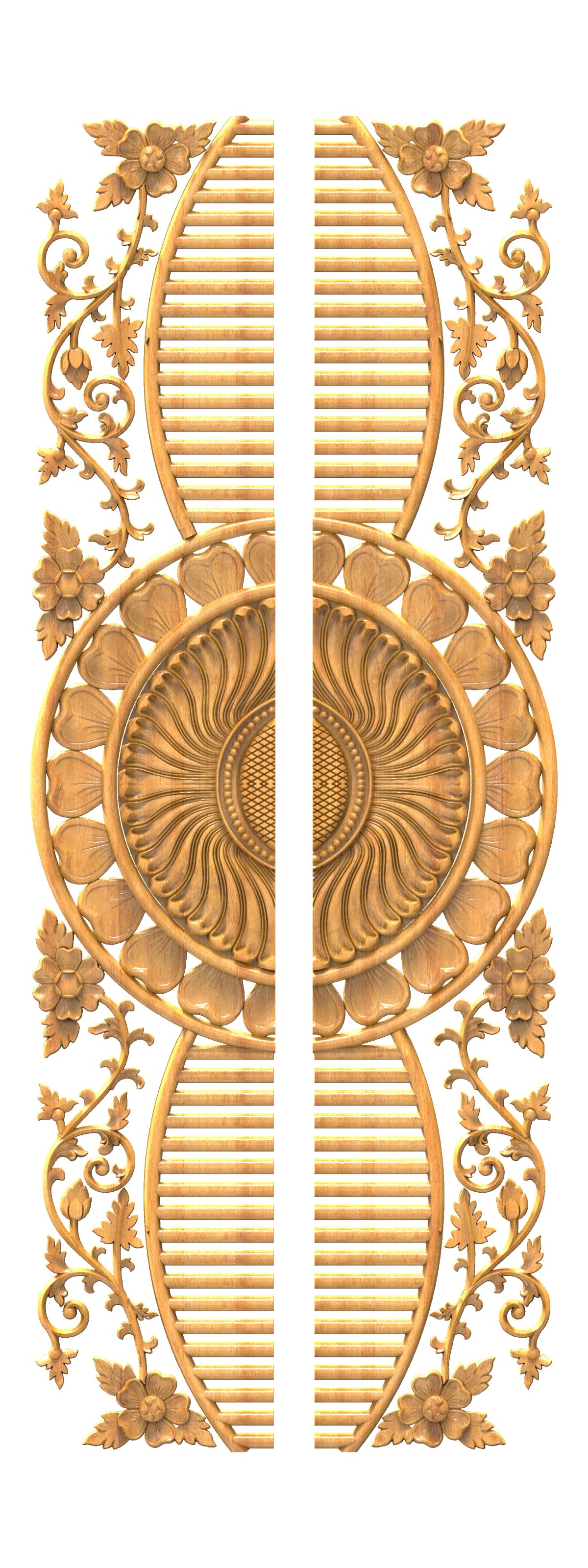 JK RARE COLLECTION - PAGE-05 Floral Mandala Architectural Door Panel 3D Model